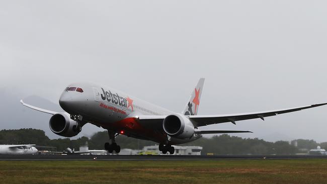 A Jetstar Boeing 787 departs Cairns International Airport for Japan prior to the Covid pandemic. Picture: Brendan Radke.