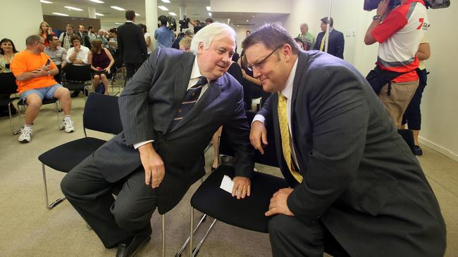 Declaration of Fairfax,Clive Palmer wins, with Glenn Lazarus..Pic Glenn Barnes