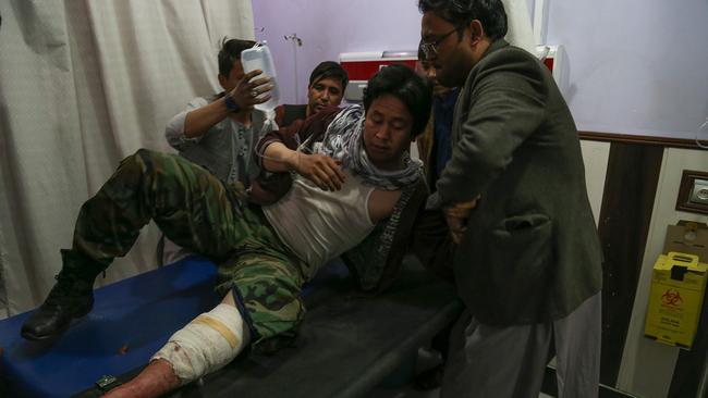 One of the wounded irom the Kabul suicide attack on Saturday. Picture: AFP