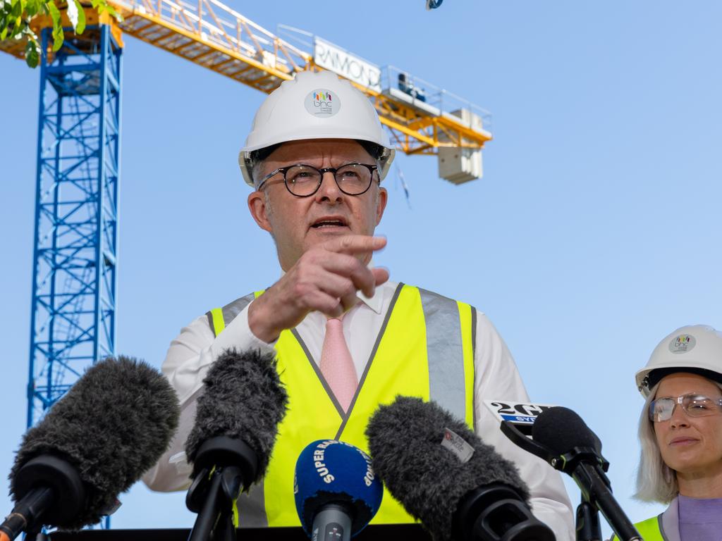 Anthony Albanese at a press conference to talk housing. Picture: Jason Edwards / NewsWire