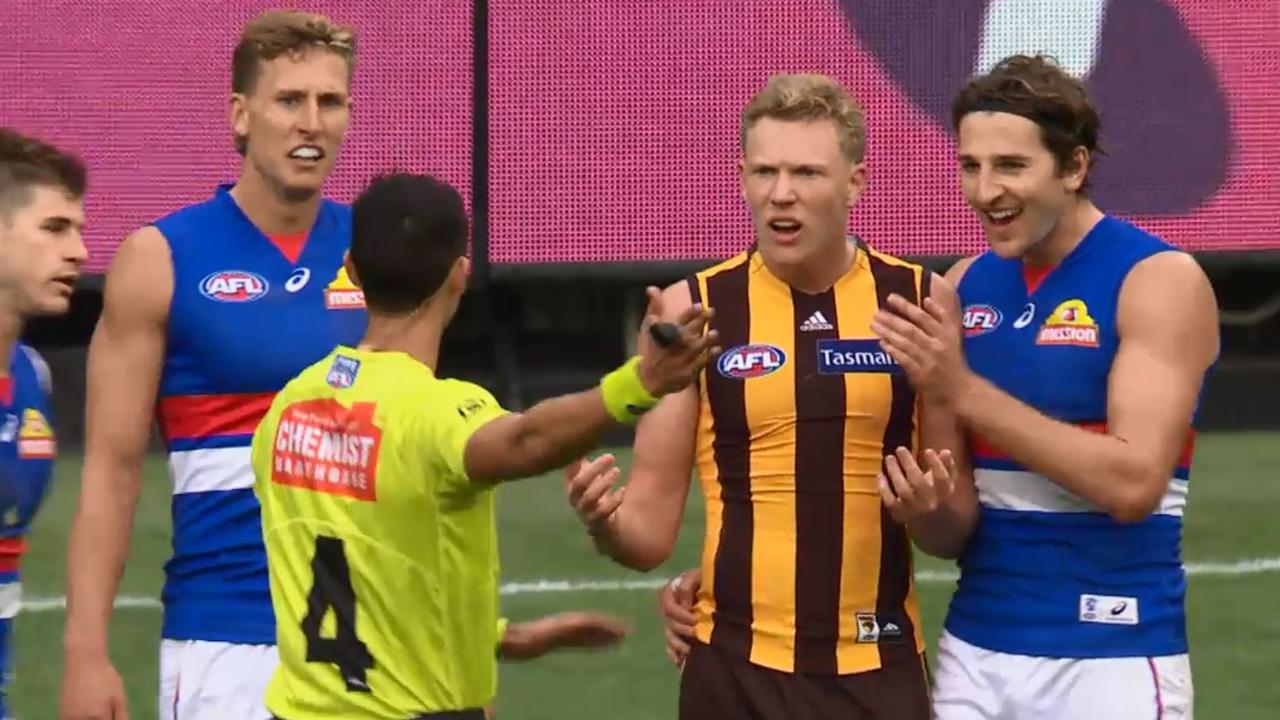 James Sicily couldn't believe he'd given up a free kick. But the AFL has ticked off on it.