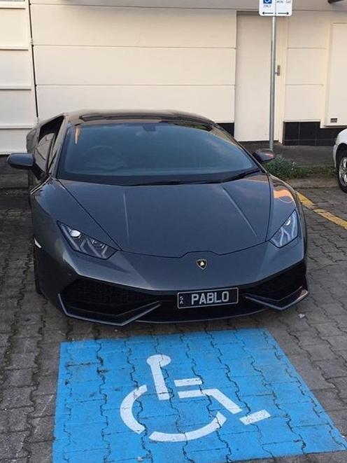 The black Lamborghini Huracan owned by Pearce, which caused an online controversy last year after it was photographed parked in a disabled carpark.