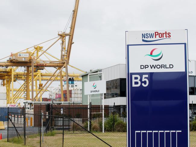 DP World at Port Botany, Sydney on Monday January 22, 2024. MUA industrial action targeting terminals operated by DP World Picture: Nikki Short