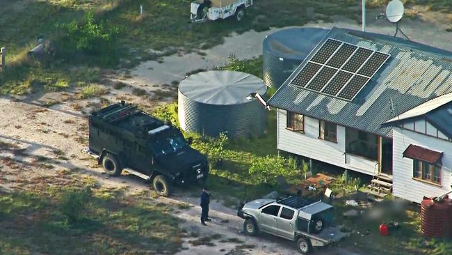 13/12/2022: An aerial view of the scene at a property in Wieambilla where the shooting took place. Source: Nine