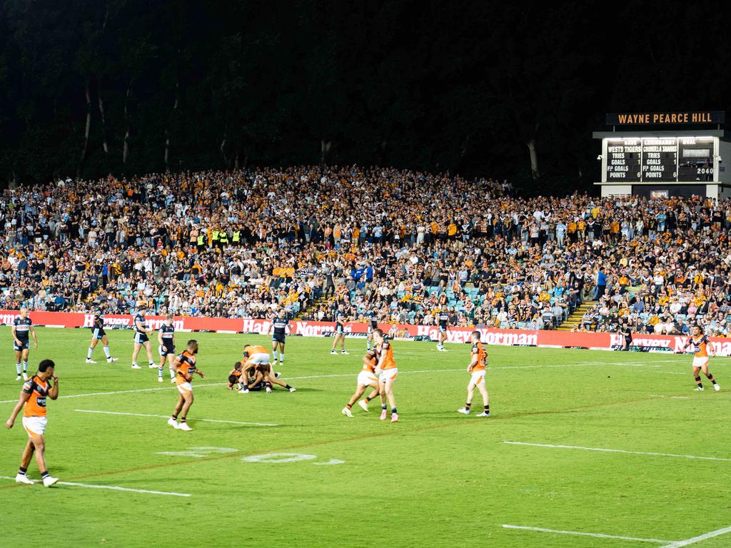 Thousands of football fans flock to Leichhardt Oval to watch the West Tigers. Picture: Tom Parrish