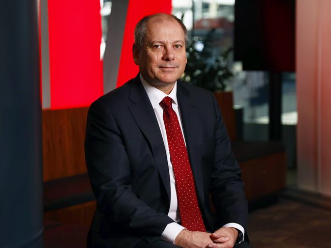 DAILY TELEGRAPH 10TH AUGUST 2023 Pictured at Westpac offices at Barangaroo in Sydney is Westpac Group Chief Executive Officer Peter King.Picture: Richard Dobson