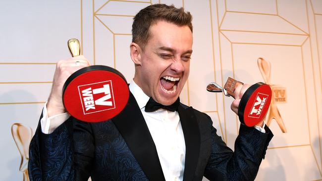 Grant Denyer with his Gold Logie award at the 2018 Logie Awards.