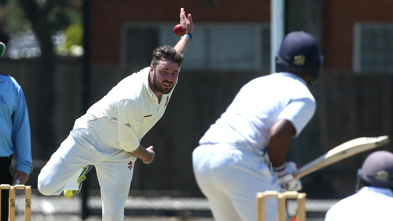 VTCA - Justin Shield rolls the arm over for Tullamarine. Picture: Hamish Blair