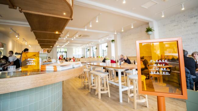 The light-filled space inside new Sandy Bay cafe Sisterhood. Picture: RICHARD JUPE