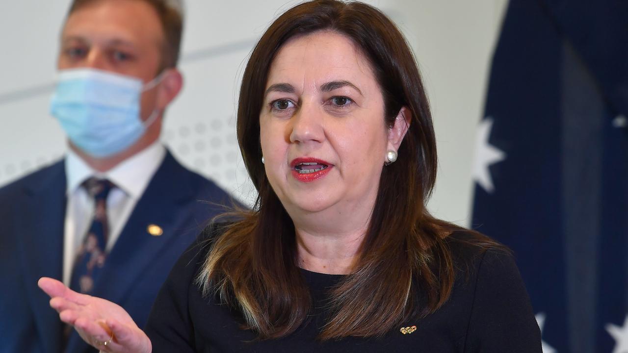 Premier Annastacia Palaszczuk provides a Covid update. Picture: NCA NewsWire / John Gass