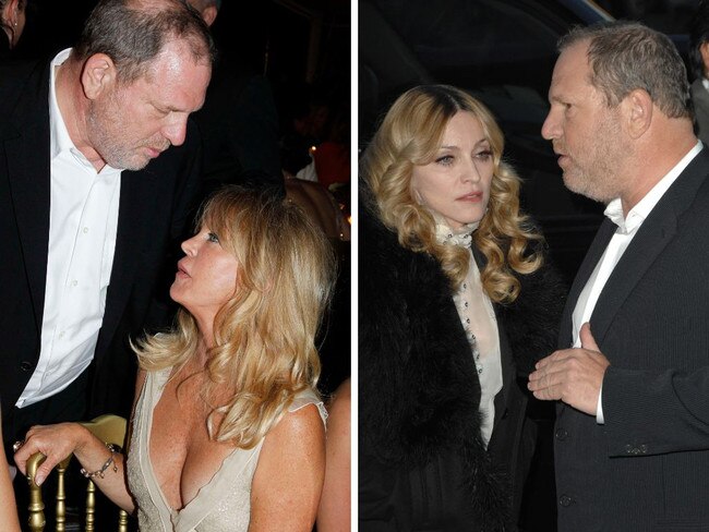 Goldie Hawn says she and Madonna were set to star in a screen adaptation of Chicago produced by Harvey Weinstein before he suddenly rejigged the project. Pictures: Michel Dufour/WireImage, Jason Kempin/FilmMagic