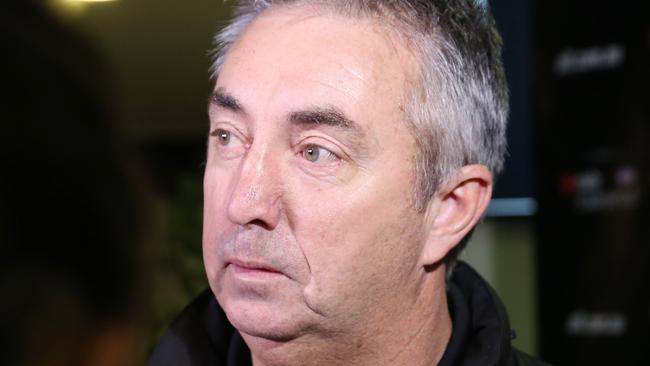 Collingwood list manager Derek Hine speaking with the media at the end of the 2015 trade period. Picture: Ian Currie