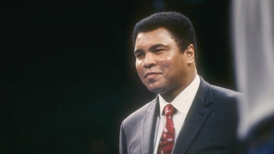 Muhammad Ali looks on during a bout between Evander Holyfield and George Foreman at Caesar''s Palace in Las Vegas, in 1991. Picture: Barry Jarvinan /Allsport