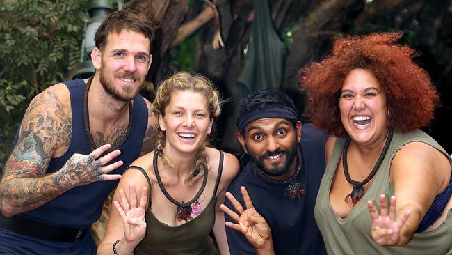 Swan with fellow I’m a Celebrity... contestants Natalie Bassingthwaite, Nazeem Hussain and Casey Donovan. Picture: Nigel Wright
