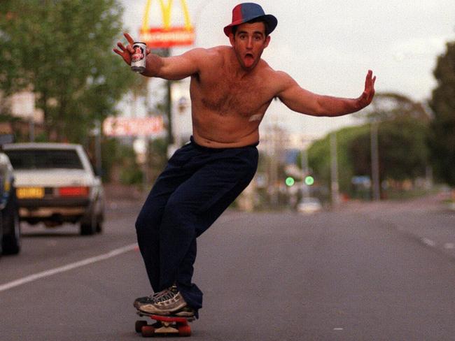 Andrew Johns celebrating after Newcastle won the 1997 ARL grand final.