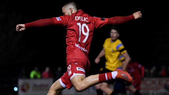 Marko Delic in action for Hume City.