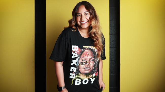 Singer-songwriter Jessica Mauboy wearing her heart on her sleeve for annual Ausmusic T-shirt Day to raise funds for Support Act. Picture: John Feder