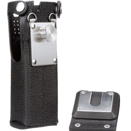 The new radio pouches have a sharp metal plate on the back of the holder is similar to the one in this image.