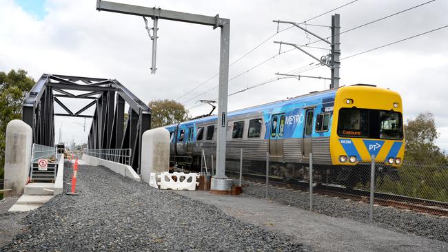 The viability of Melbourne’s train network was threatened by anti-vax sentiment. Picture: Andrew Henshaw