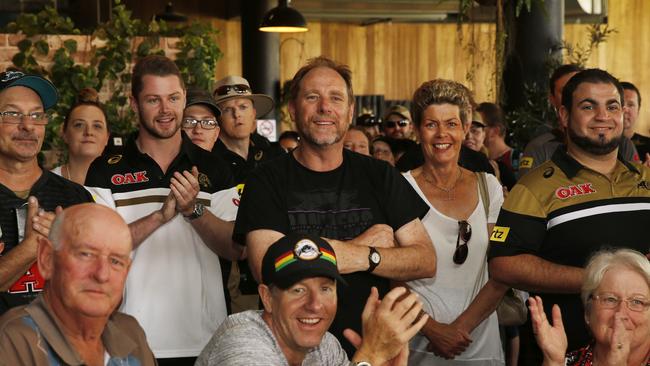 Fans listen to Gus Gould doing some player interviews at the recent fan day where Dean Whare said he wanted to remain at the club.