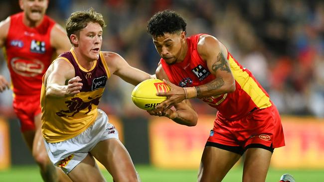 Rosas kicked a goal in Gold Coast’s big upset win over Brisbane on Saturday. Picture: Albert Perez/AFL Photos