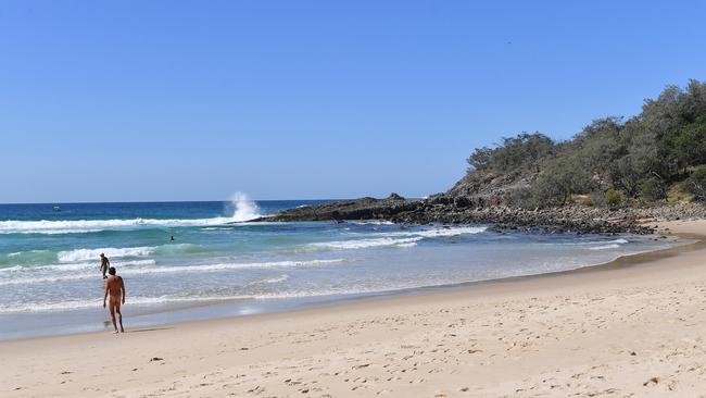 Alexandria Bay in Noosa Heads has been an unofficial and illegal nude beach for decades. Picture: Patrick Woods.