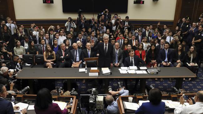 Mueller is sworn in before testifying to the House Judiciary Committee. Picture: AP
