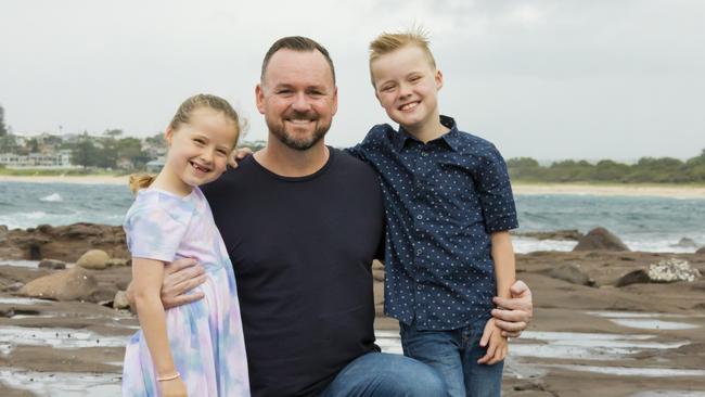 RSL NSW President Mick Bainbridge with his children Mason, 9, and Matilda, 7. Picture: www.negphotography.com.au