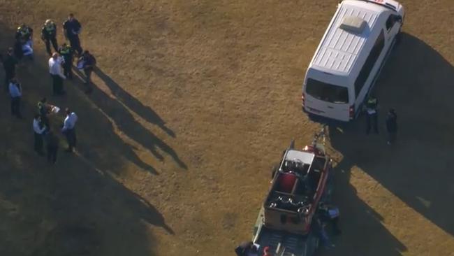 The balloon landed safely in Yarra Bend Park. Picture: 9News