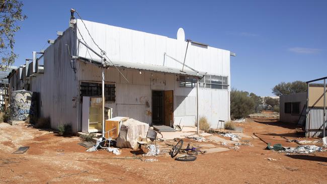 The front of Mintabie’s disused second-hand store. Picture: Simon Cross