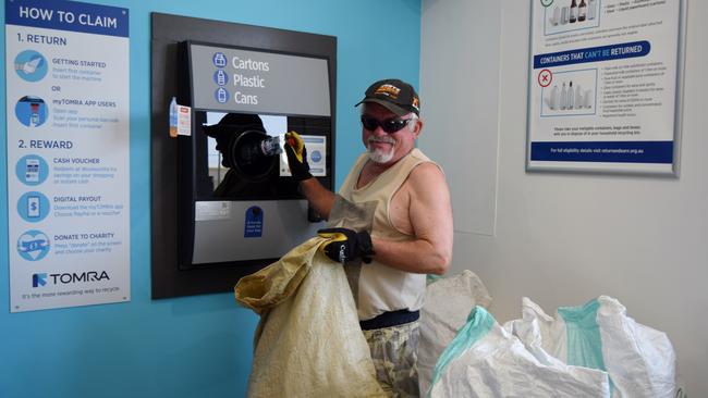 TRASH FOR CASH: Michael Christensen said he waited until mid-morning to make sure it the lines had settled down and he didn't have to stand around to long at the newly opened Ballina Return and Earn Centre.