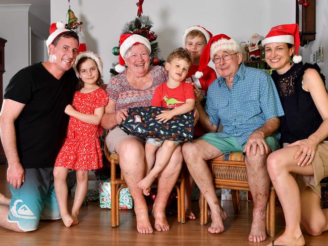 Darren Rowland, Eliana Rowland, Wendy Rowland, Lachlan Rowland, Noah Rowland, Steve Rowland and Marie Rowland are all together for Christmas. Picture: John Gass