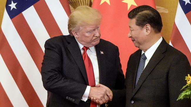 Donald Trump and Xi Jinping in Beijing last November. Picture: AFP