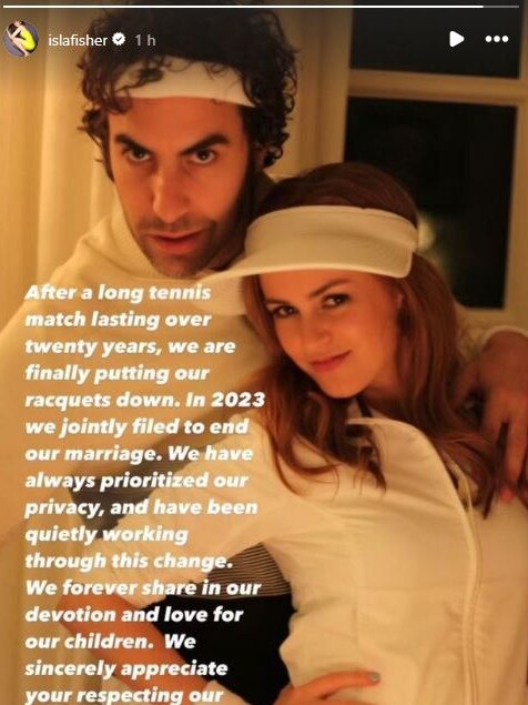 Sacha Baron Cohen and Isla Fisher have announced their divorce.