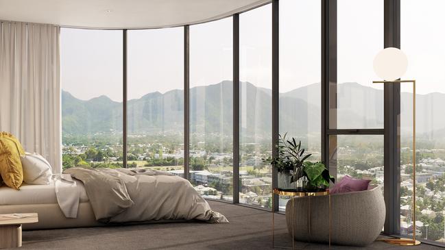 An artist impression of a Nova Light bedroom in penthouse apartments that were selling off the plan for $1.9m. Picture: Supplied