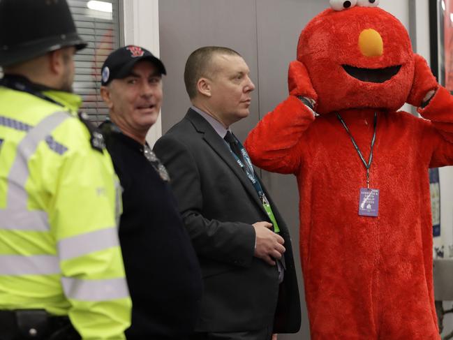 Bobby Smith, a political and fathers' rights activist and founder and leader of the 'Give Me Back Elmo' party, right. Picture: AP Photo/Kirsty Wigglesworth