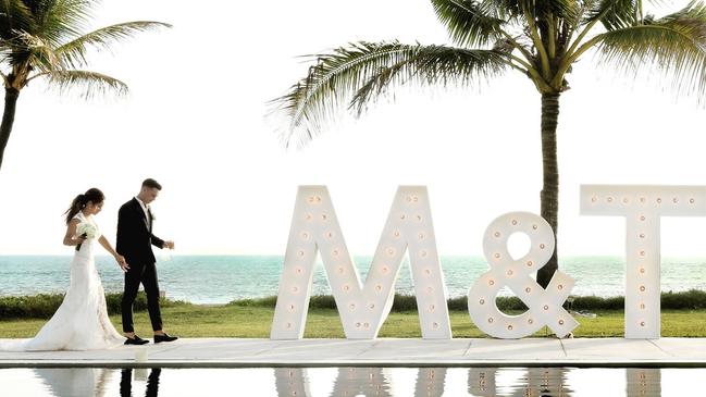 The wedding of Tom Cole and Mariah Rota at Bali's Atas Ombak Villa. Picture: Supplied