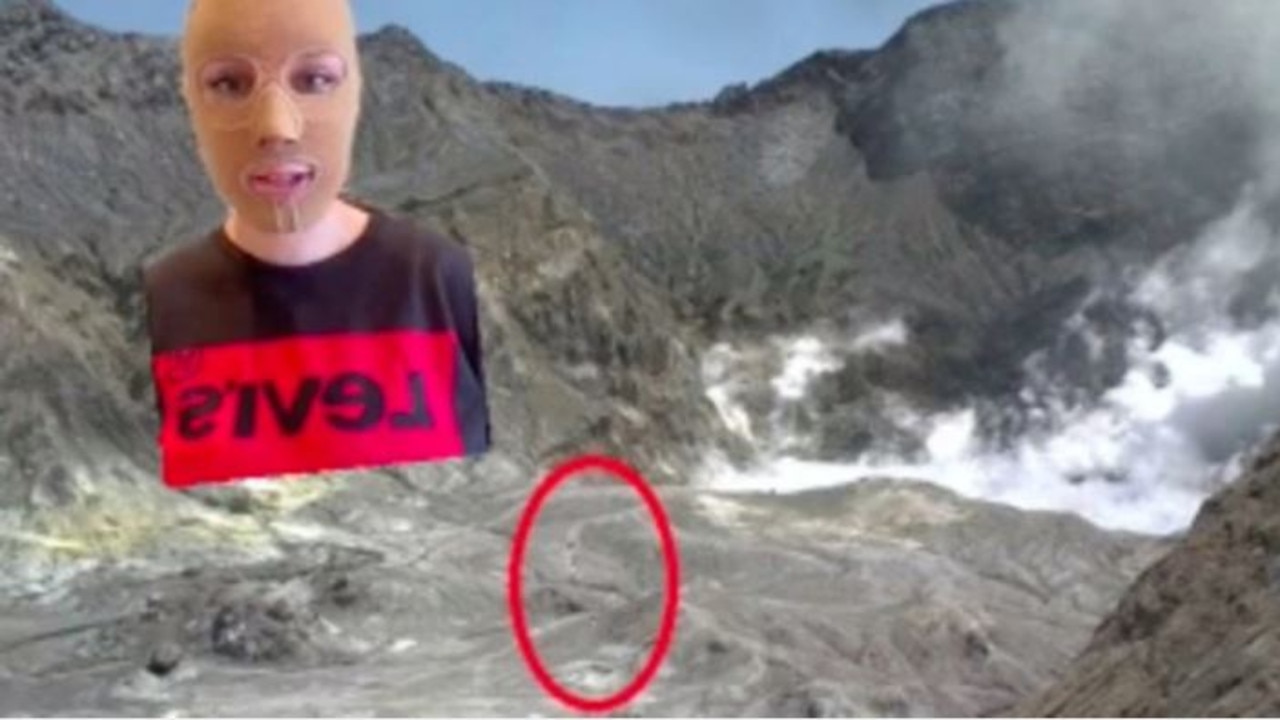 The red circle shows where Stephanie and her family were standing before the eruption. Picture: TikTok