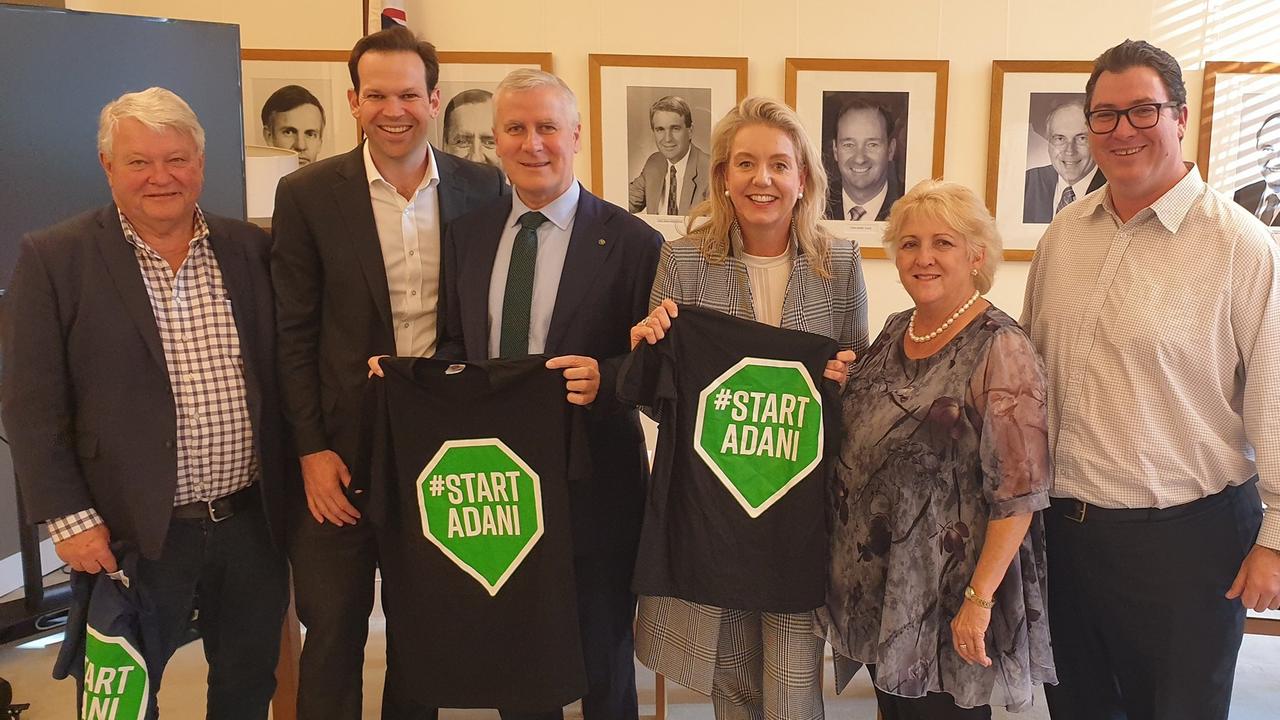 MINING SUPPORT: National Party MPs Flynn's Ken O'Dowd, Senator Matt Canavan, leader Michael McCormack, Deputy Senator Bridget McKenzie, Capricornia's Michelle Landry, Dawson's George Christensen took their pro-Adani message to Canberra in 2019.