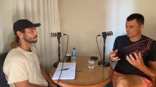 Bernard Tomic on a podcast chat with fellow Aussie pro Calum Puttergill, tells him he’s enjoying the tennis experience now he has no entourage: “It was always full on. I just took a step back from it all and I just wanted to just figure it out myself.”