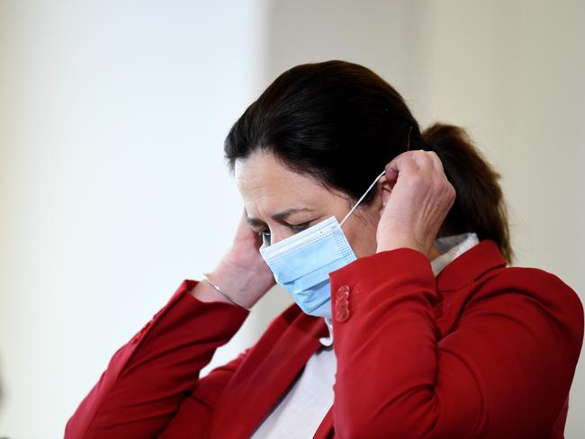 BRISBANE, AUSTRALIA - NewsWire Photos - JANUARY 12, 2021.Premier Annastacia Palaszczuk wears a face mask during a press conference to provide a COVID-19 update.  Picture: NCA NewsWire / Dan Peled