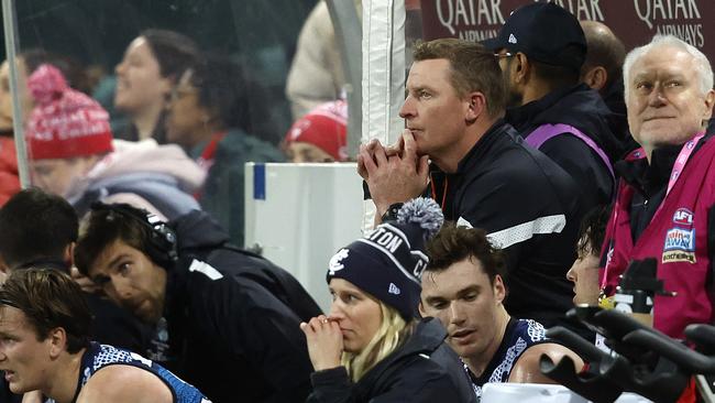 Carlton coach Michael Voss would be feeling the pressure. Picture: Phil Hillyard