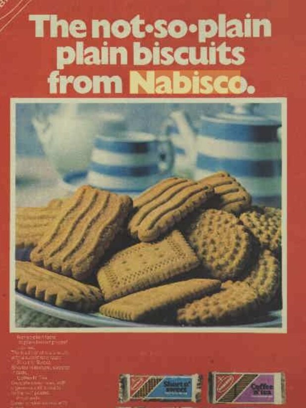 Nabisco advertises some of its sweet biscuits in the Australian Women’s Weekly, 1970. Picture: Trove collection, National Library of Australia