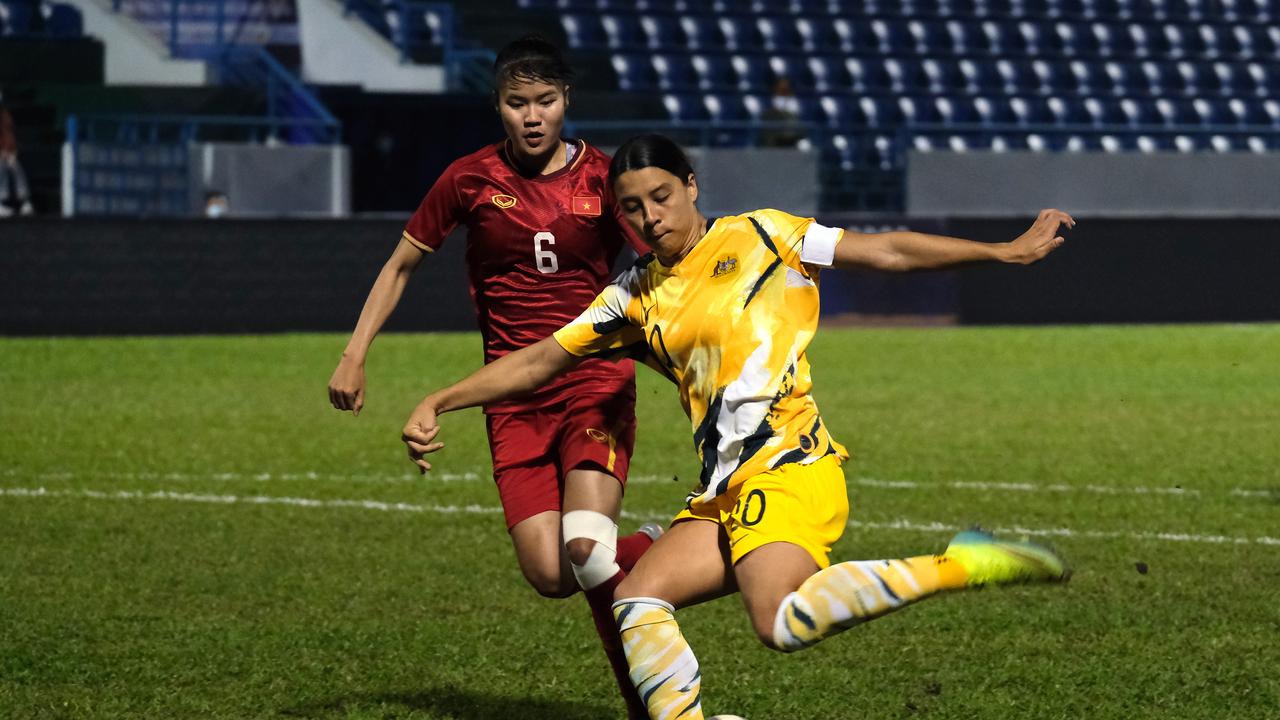 Sam Kerr in action against Vietnam in 2020. (Photo by Linh Pham/Getty Images)