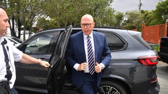 Opposition Leader Peter Dutton has weathered criticism for attending a fundraiser in the days before Alfred made landfall. Picture: NewsWire / John Gass