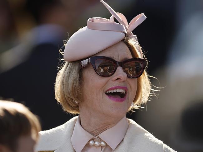 MELBOURNE, AUSTRALIA - NOVEMBER 04: Trainer Gai Waterhouse reacts during Derby Day at Flemington Racecourse on November 04, 2023 in Melbourne, Australia. (Photo by Daniel Pockett/Getty Images)