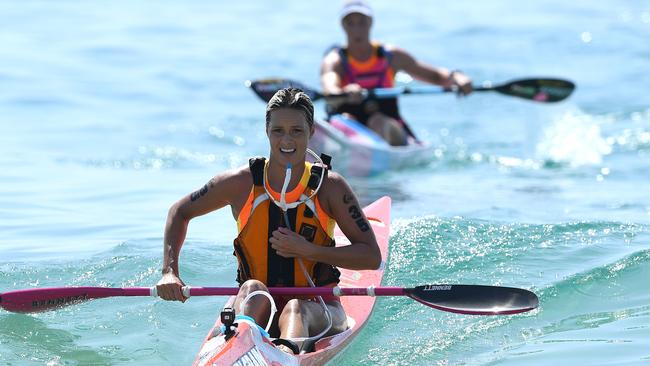 Courtney Hancock competing in the Coolangatta Gold.