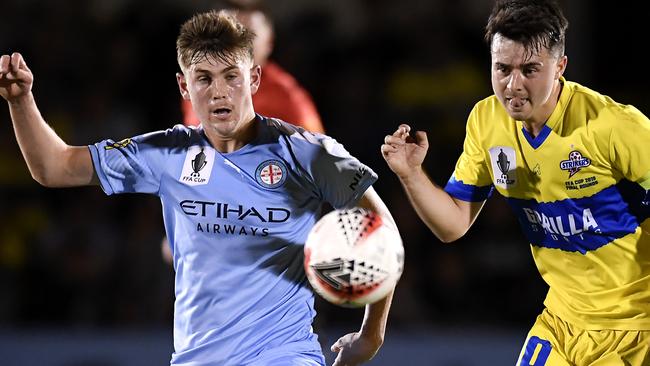 Melbourne City midfielder Connor Metcalfe has started four FFA Cup matches, including the semi-fnal clash with Brisbane Strikers. Picture: Getty Images