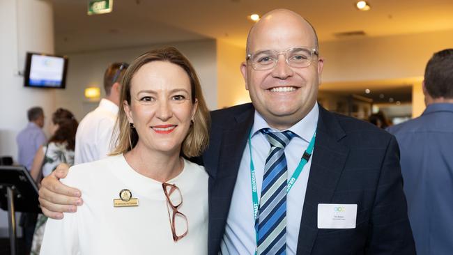 Flashback: Councillor Brooke Patterson and City CEO Tim Baker at the Gold Coast Economic Health Check Forum. Picture: Celeste Humphrey.