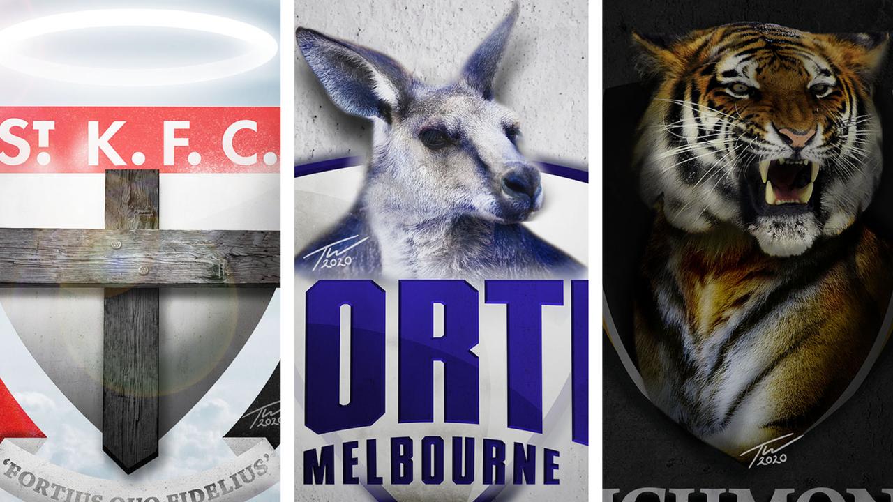 A creative footy fan has brought the AFL club logos to life.